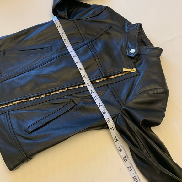 NWT Michael Kors black genuine leather moto jacket size XS - Picture 10 of 14